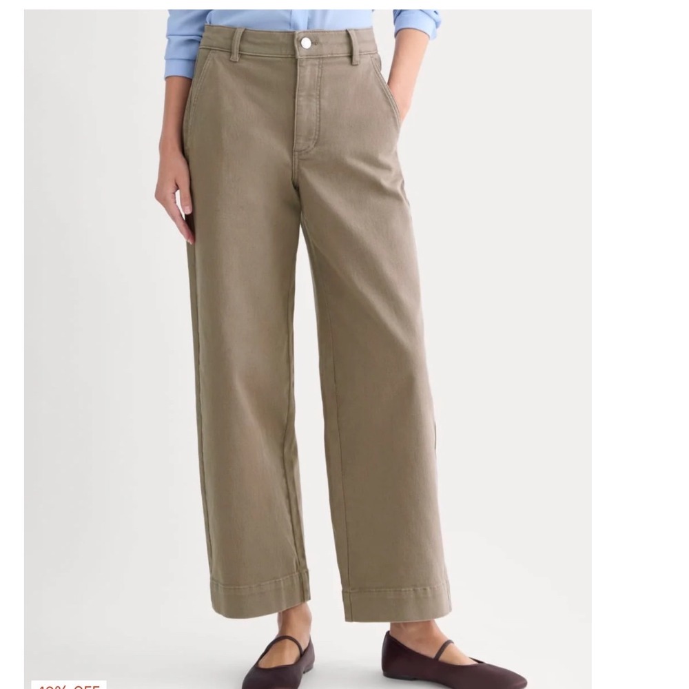 Everlane The Utility Wide Leg Pant Taupe Brown Organic Cotton Size 10R